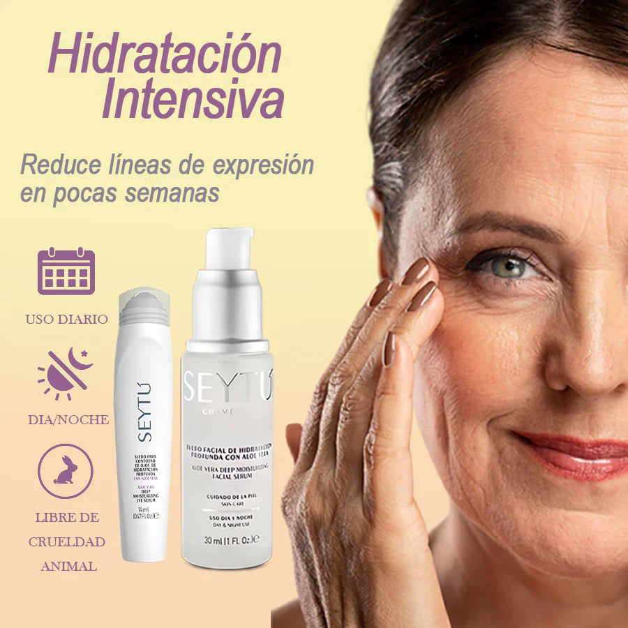 Kit ácido hialurónico- SUERO FACIAL & ROLLER CONTORNO DE OJOS